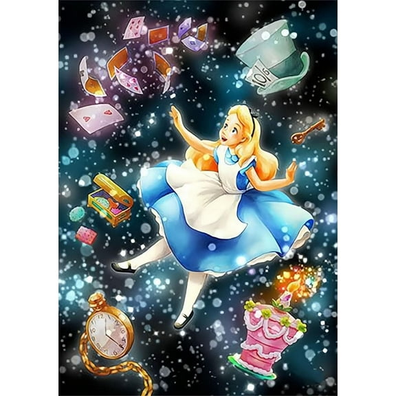 Alice in Wonderland Diamond Painting Kits for Adults, Diamond Painting DIY 5D Full Drill Diamond Art Kit for Adults Beginner, Diamond Dots Painting Craft for Home Wall Decor 12x16 Inch