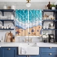 thumbnail image 2 of Ocean Beach Kitchen Curtains 63 Inch Length, Coastal Nautical Starfish Shells Sea Waves Grommet Top Bedroom Living Room Curtains, Light Filtering Cafe Curtain Drapes 2 Panels Set 84''x63'', 2 of 9