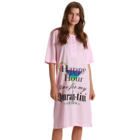 

Just Love Short Sleeve Nightgown Sleep Dress for Women Sleepwear (Pink - Happy Hour 1X)