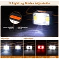 thumbnail image 2 of Lampe Frontale Puissante [2 Pack], Lampe Frontale LED Rechargeable USB 200 Lumens 5 Modes d'Éclairage Lumière Blanche et Rouge, Étanche IPX5, 2 of 7