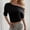 Black, variant on HuangHuanChen Womens Short Sleeve Tshirt Off Shoulder Cropped Tops Batwing Sleeve T-shirt Workout Top Summer Casual T Shirts Brown M