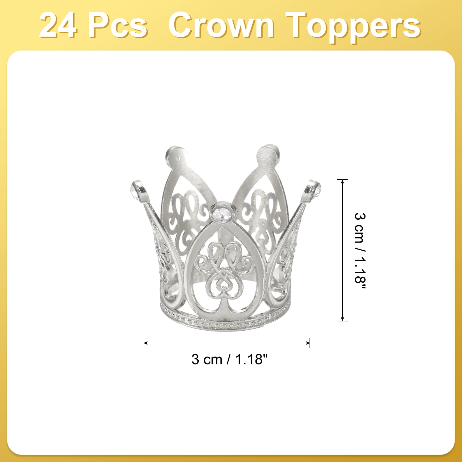 Unique Bargains Mini Crown Cake Toppers, Alloy Princess Tiara for Birthday Cake Silver