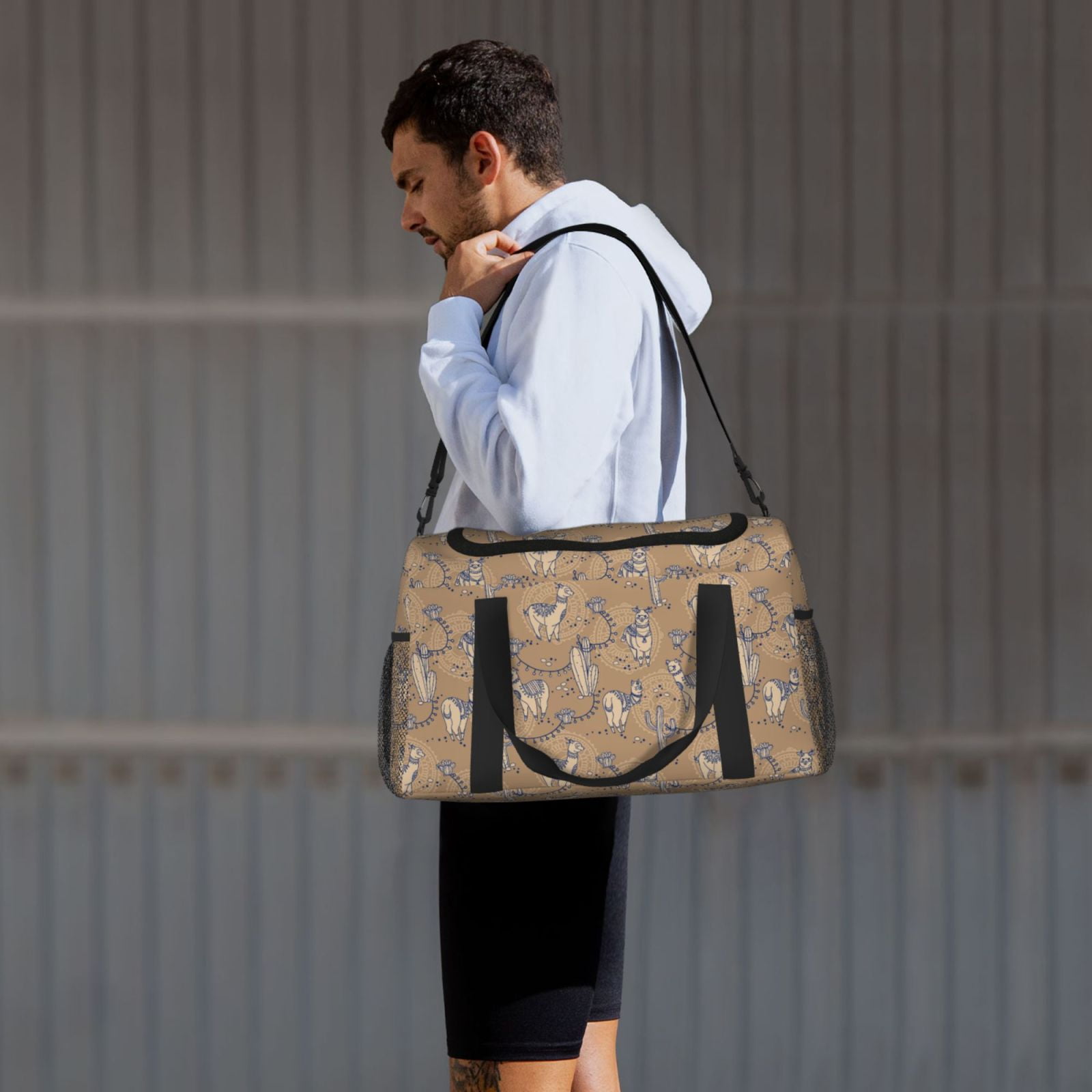 Fuzoiu Cactus Alpaca Print Travel Duffle Bag,Carry On Tote Bags,Duffel Bag,Sport Gym Bag, Hospital Bag for Labor and Delivery, Overnight Bag,Luggage Bag