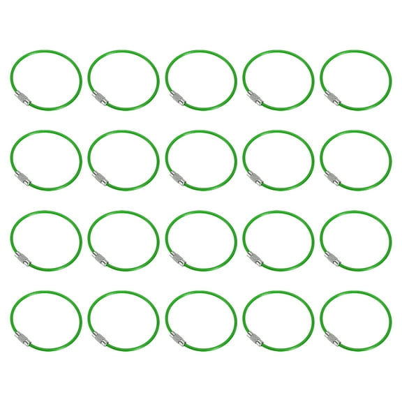 Uxcell 5.9" Length Wire Keychain Cable, 20 Pack Stainless Steel 2mm Key Ring Loop for Outdoor Hiking Sport, Green