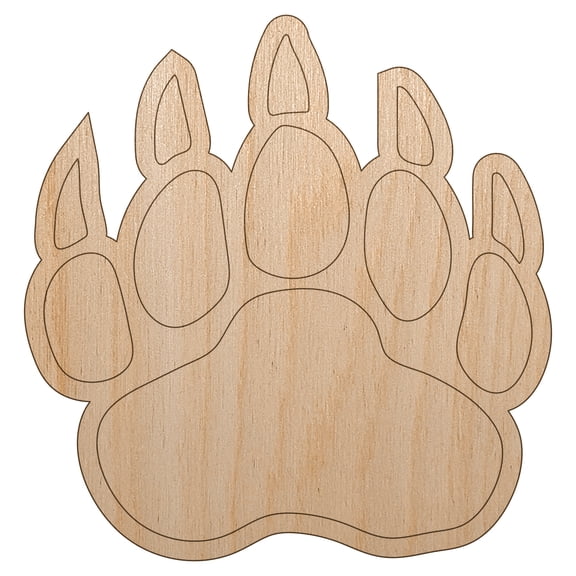 Grizzly Bear Claw Paw Wood Shape Unfinished Piece Cutout Craft DIY Projects - 4.70 Inch Size - 1/8 Inch Thick