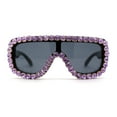 thumbnail image 1 of Large Rhinestone Show Sign Racer Shield Oversize Sunglasses Black Purple, 1 of 4
