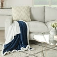 thumbnail image 2 of Nourison Throw Blankets Velvet/Sherpa Throw Navy Decorative Throw Blanket , 50"X60", 2 of 4