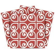 HomeRoots 6" X 6" Brick Red And White Scroll Peel And Stick Removable Tiles