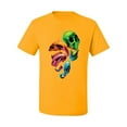 thumbnail image 2 of Wild Bobby, Trippy Neon Melting Skulls Men's Graphic T-Shirt, Gold, 5XL, 2 of 3