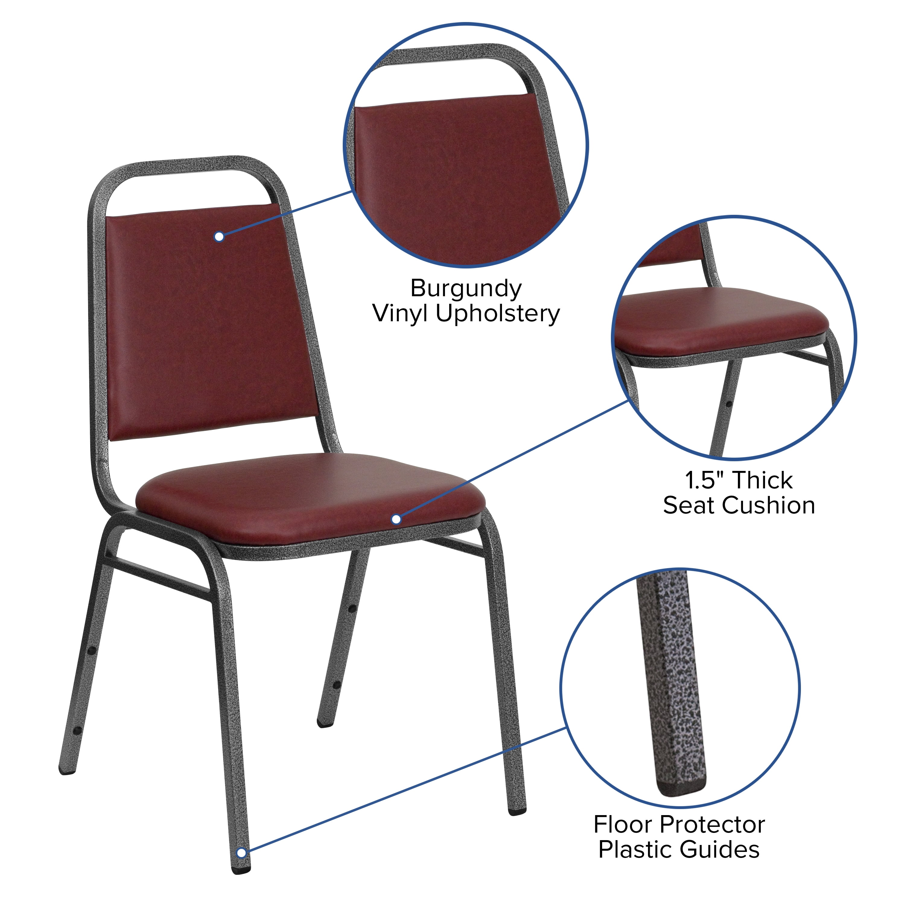 OEF Furnishings Vinyl Upholstered Stack Banquet Chair Burgundy 