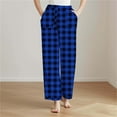 thumbnail image 5 of Women's Flannel Plaid Pajama Pants Elastic Waist Casual Fuzzy Comfy Fleece Lounge Bottoms with Pockets, 5 of 5