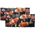 thumbnail image 1 of Cenefas de cocina con diseño de peces koi, acuarela, río, peces, suerte, animales, flores, bolsillo para varilla, cortinas para cocina y baño, 54 x 18 pulgadas (2 unidades), 1 of 5
