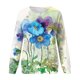 thumbnail image 2 of Gibobby Tops Mujeres Casual de manga larga con cuello redondo para mujer Sudadera con estampado de flores Top tipo (Aqua, M), 2 of 4