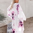 thumbnail image 5 of Lilgiuy Women Floral Printed Beach Kimono Cardigan Shawl 3/4 Sleeve Loose Cover Up(White,12) Winter Dresses for 2022, 5 of 5
