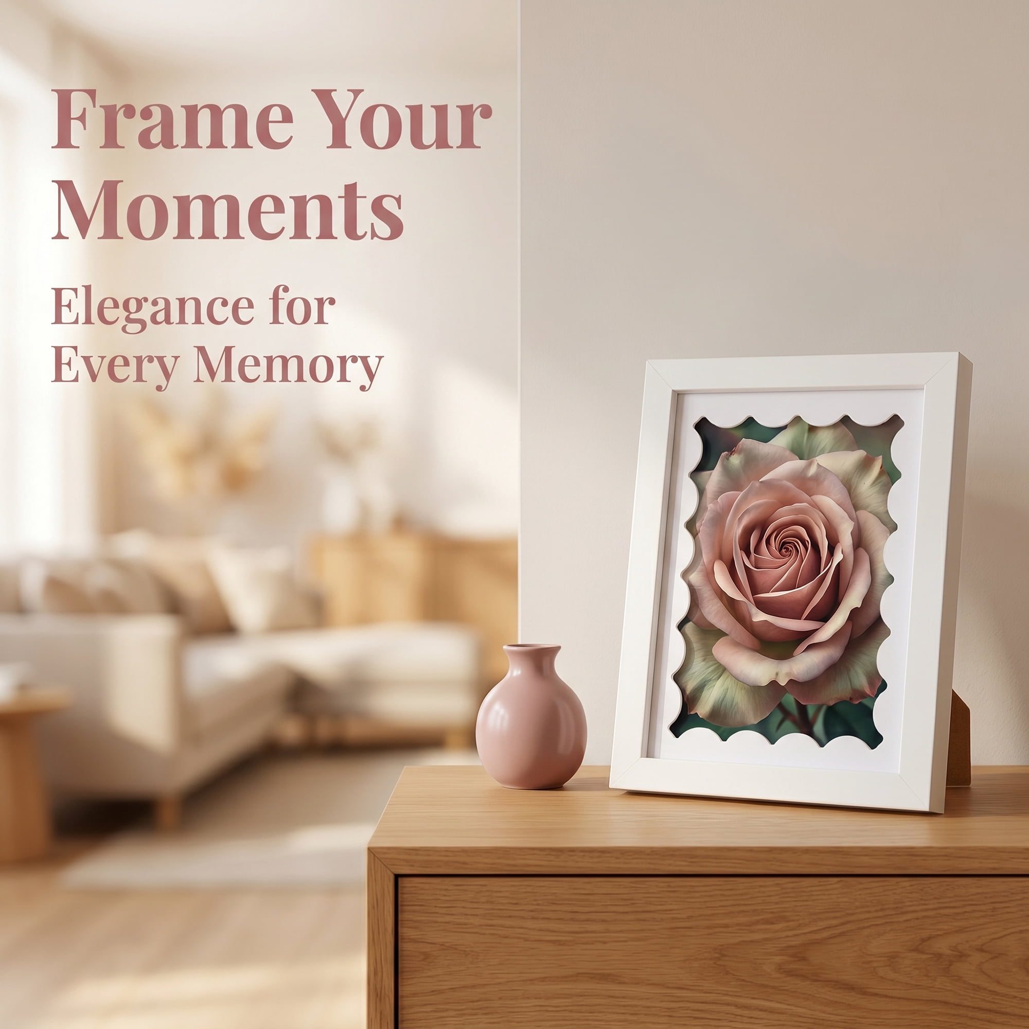 Unique Bargains MDF Wood Cute Wavy Picture Frame White 4" x 6"