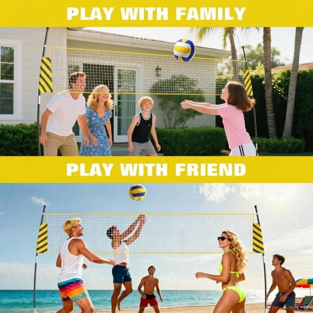 8x11 FT Portable Volleyball Practice Net, Adjustable 6.5-8 FT Height Training Net with Carry Bag for Backyard, Gym & Court