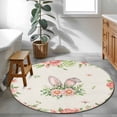 thumbnail image 3 of Pink Floral Easter Round Area Rug 4Ft Washable Circle Rugs for Bedroom Dining Room, Spring Flowers Elegant Pastoral Non-Slip Carpet Floor Mats Indoor Outdoor Carpet Runner Aesthetic Home Decor, 3 of 8