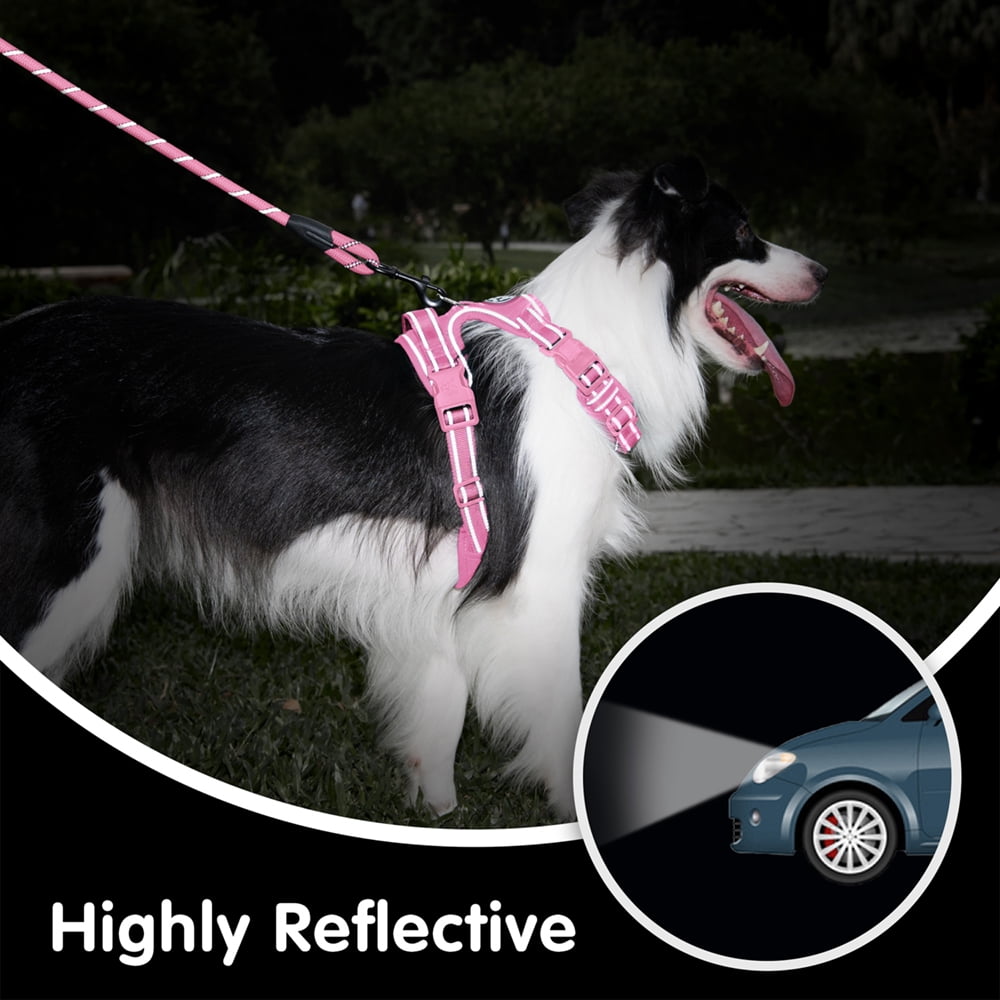 PoyPet Dog Harness and Leash Combo, Escape Proof No Pull Vest Harness, Reflective Adjustable Soft Padded Pet Harness with Handle for Small to Large Dogs