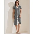 thumbnail image 2 of DARING DIVA Striped Ribbed Knit Short Sleeve Midi Dress L Black, 2 of 6
