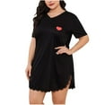 thumbnail image 5 of Sakmal Plus Size Night dress for Women Comfy Lightweight Black Split Moomoo Dress Short Sleeve V-Neck Short Heart Print Nightgowns XL-5XL, 5 of 5