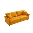 thumbnail image 2 of 85" Accent Sofa, Modern Linen Couch with 2 Pillow and Solid Wood Frame, Plastic Feet, Three-person Indoor Sofa, Mid Century Modern Sofa Couch for Living Room, Orange, 2 of 9
