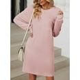 thumbnail image 6 of Gustave Long Sleeve Sweater Dress for Women Casual Crew Neck Knit Midi Dresses Striped Textured Tunic Pullover Dresses Loose Fit, 6 of 8