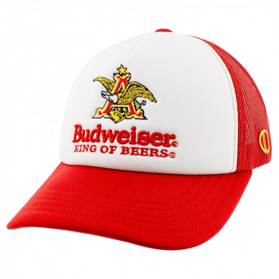 ODD SOX Budweiser Retro Trucker Hat – Classic Beer Mesh Snapback Cap for Men & Women – Vintage Red
