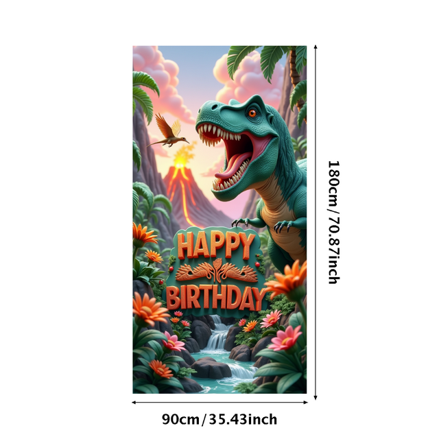 Dinosaur Adventure Banner Colorful Design Jungle Theme Roaring Dinosaur Backdrop for Kids Party Event Decoration Celebration