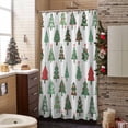 thumbnail image 3 of Shower Curtain 72"W x 78"L Cute Cartoon Christmas Trees Fabric Shower Curtains Set with Hooks Water Repellent Bathroom Curtains Machine Washable Bathroom Accessories, 3 of 7