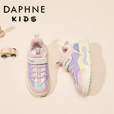 

DAPHNE Girls Casual Vintage Sneakers Lightweight Stitching Fleece Thermal Lace-up Shoes For Winter Outdoor Sports