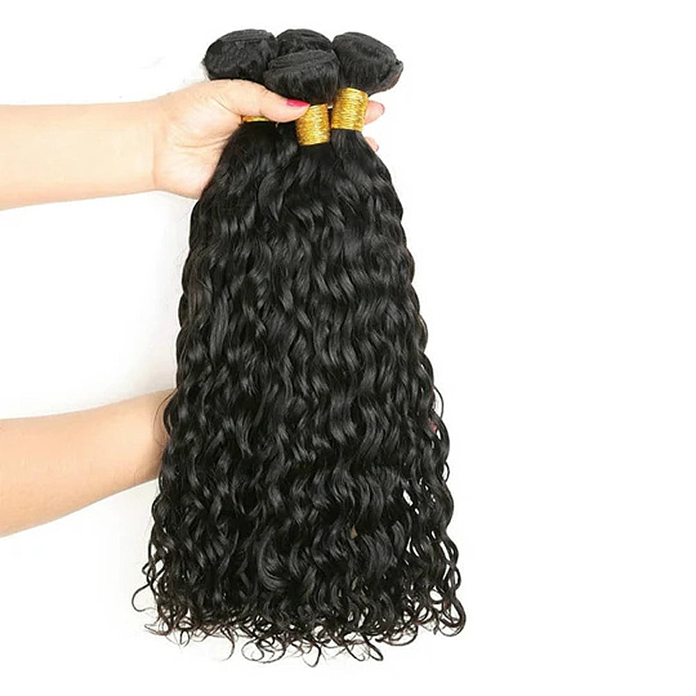 Brazilian Natural Wave Hair 3 Bundles, 100% Unprocessed Virgin Human Hair Extensions Weave Natural Color (20 22 24)