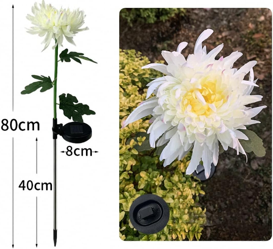 Artificial Flowers Lights,3 Pack Fake chrysanthemum Bouquet,Outdoor Solar Lights,Garden Decorative Flowers,LED Outdoor Garden Flower Light for Patio,Lawn,Yard,Path