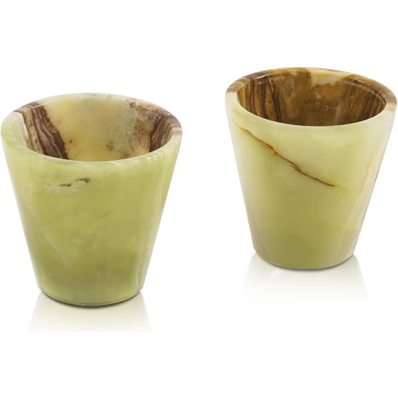 Radicaln Green Onyx Marble Shot Glasses 2" Set of 2 – Handmade Whiskey Glasses, Tequila Shot Glasses & Liquor Glasses for Cocktails, Bar & Drinkware Accessories