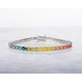 thumbnail image 4 of ADIRFINE 925 Sterling Silver Gold Plated Round Multi Colored CZ Tennis Bracelet, 4 of 5