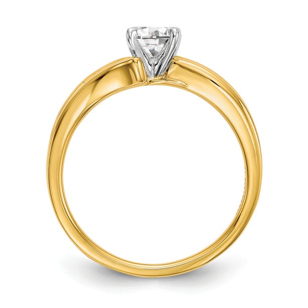 AA Jewels Solid 14k Yellow Gold Diamond SideStones with CZ Cubic