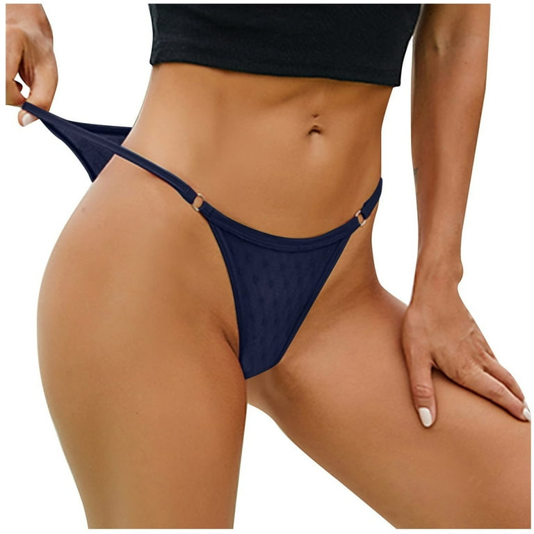 HUPOM Breathable Underwear For Women Panties In Clothing High Waist Leisure  Tie Seamless Waistband Blue XL