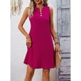 thumbnail image 4 of Women Summer Dresses for Island Vacation Sleeveless V Neck Tunic Dress Casual Beach Sundress Rose Red M, 4 of 8