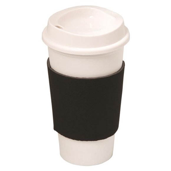 NYC Plastic Cup with Neoprene Sleeve - White cup with Black sleeve