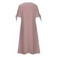 thumbnail image 5 of Yghzkop Women's Summer Dresses V Neck Short Sleeve Button Down Linen Blend Maxi Dress Casual Beach office Lightweight Breathable Loose Fit Long Dress with Pockets, 5 of 6