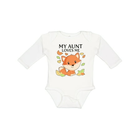 

Inktastic My Aunt Loves Me- Little Fox Gift Baby Boy or Baby Girl Long Sleeve Bodysuit