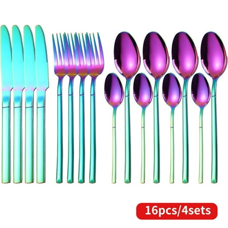 

16pcs Silverware Knight Tableware Set Creative Steak Knife Fork Spoon Golden Stainless Steel Dinnerware Set Mirror Polished Cutlery Flatware
