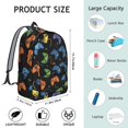 thumbnail image 5 of Game Controller Black Pattern Backpack for School, Cute School Bag with Adjustable Shoulder Straps and Padded Back, 15.7"x11.8"x5.5", 5 of 5