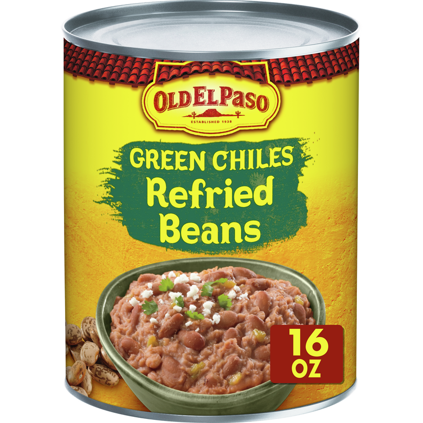 Old El Paso Green Chiles Refried Beans, 16 oz