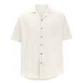 thumbnail image 3 of Yaoyar Mens Shirt Casual Button Down Short Sleeve Cardigan V Neck Regular Fit Lightweight Summer Tops Khaki,2XL, 3 of 5