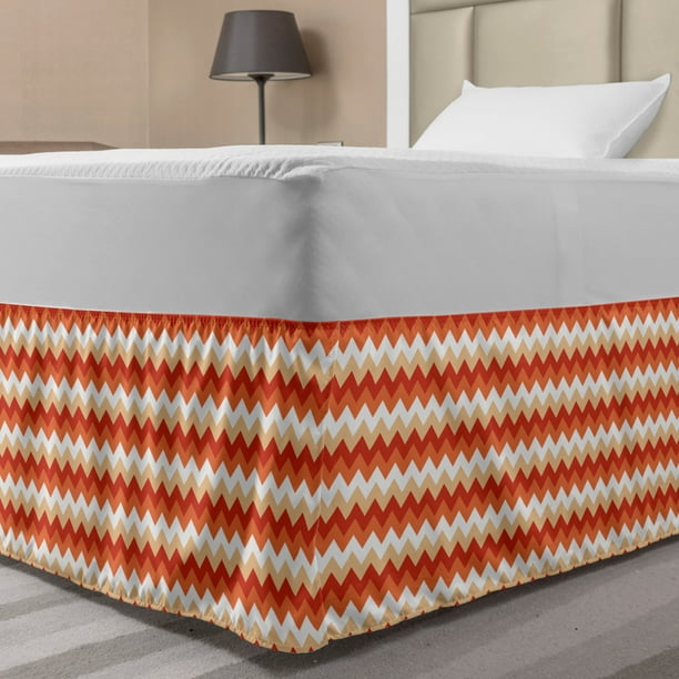 Coral Bed Skirt, Horizontal Chevron Pattern Arrows Geometric Design