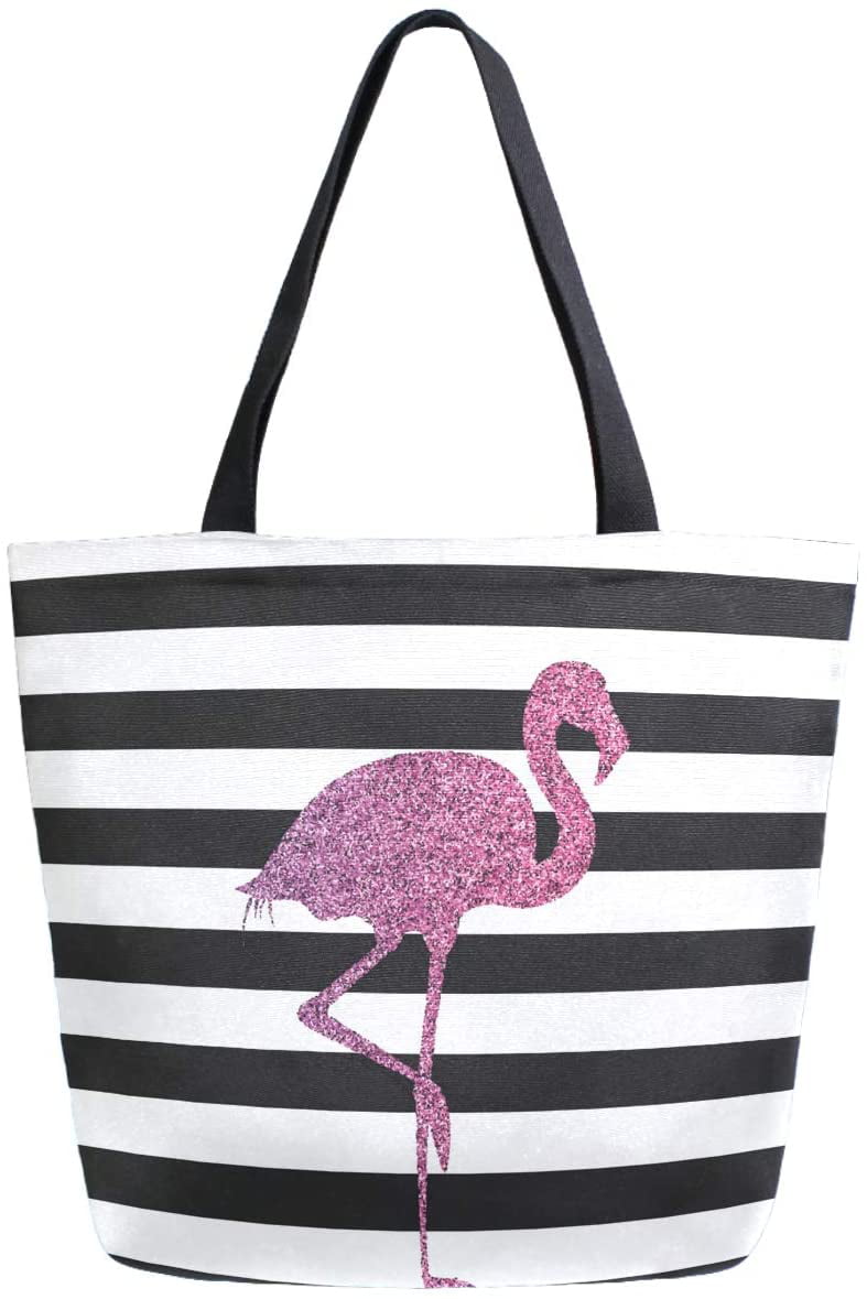 Flamingo Womens Utility Large Canvas Tote Bag for Travel Shopping School Work 