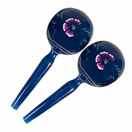 Hand Painted Large Wood Maraca - 11 inches - Blue