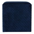 thumbnail image 2 of Cortesi Home Sooki Cube Ottoman with Diamond Stitching in Navy Blue Velvet, 2 of 3