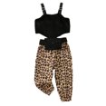 thumbnail image 1 of Qmyliery 3 Pieces Girls Pants Set, Fuzzy Tank Tops + Cow Print/Leopard Print Long Pants + Waist Bag Set for Kids, 18 Months to 6 Years, 1 of 9