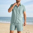 thumbnail image 4 of Men's 2 Piece Outfits Cuban Guayabera Button Down Shirts and Shorts Causal Summer Beach Vacation Sets for Men, 4 of 9